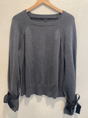 J.Crew Mercantile Gray Sweater Size L Merino Wool Blend Bow Sleeve Cozy Knit